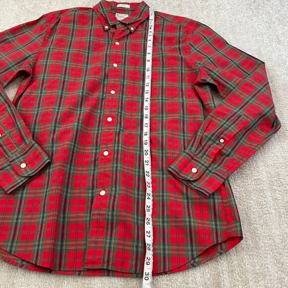 J. Crew Slim Fit Plaid Red Green Button Down Long Sleeve Shirt M - Picture 5 of 7